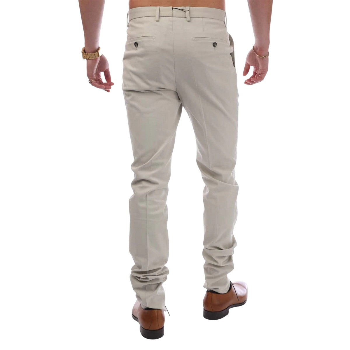Beige - Back - Hugo Boss Mens T-Borden Trousers