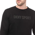 Black - Side - DKNY Mens Tonal Logo Crew Neck Sweatshirt