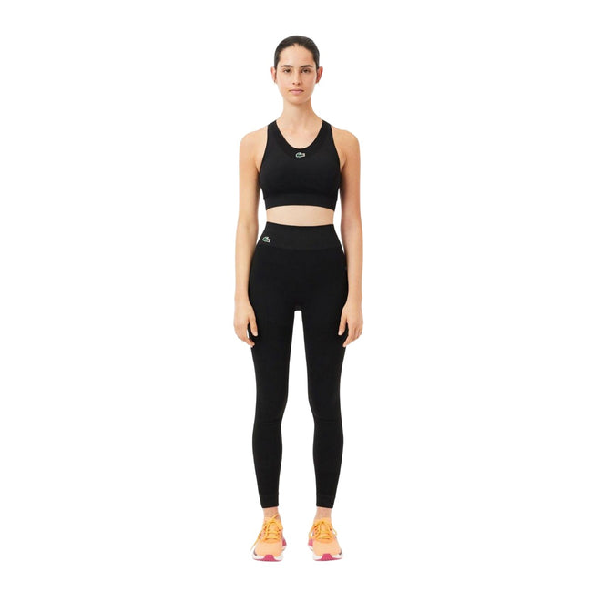 Black - Pack Shot - Lacoste Womens-Ladies Absorbent Seamless Leggings