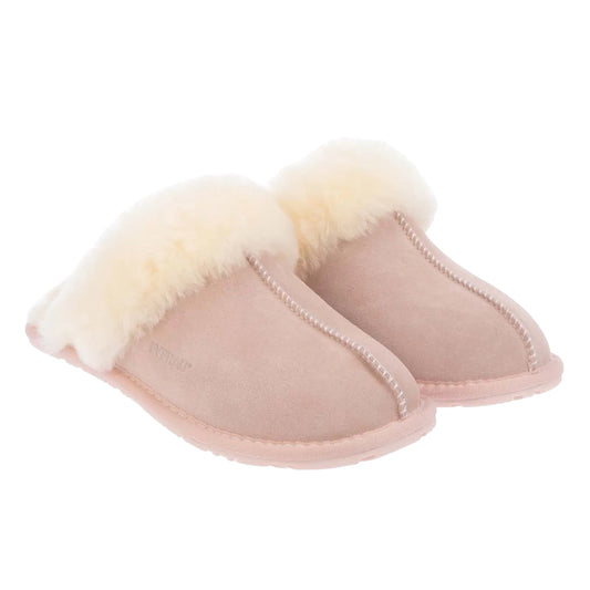 Pink - Front - EverAu Womens-Ladies Cow Suede Slippers