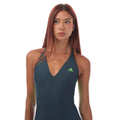 Teal - Side - Adidas Womens-Ladies 3 Stripes One Piece Swimsuit