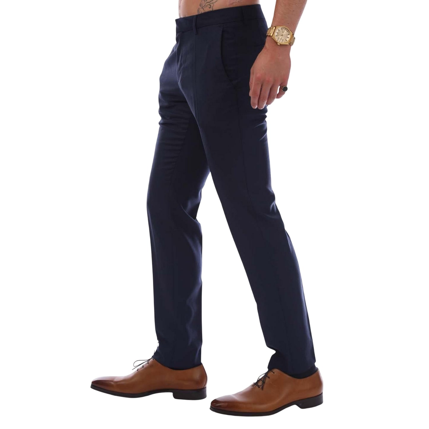 Dark Blue - Side - Hugo Boss Mens Getlin182 Trousers
