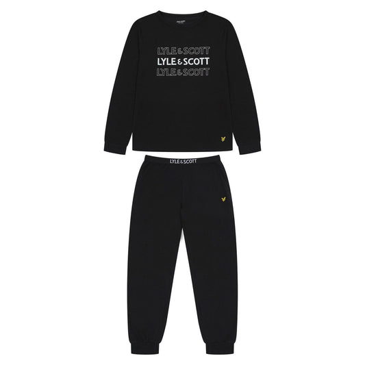 Black - Front - Lyle & Scott Childrens-Kids Loungewear Set