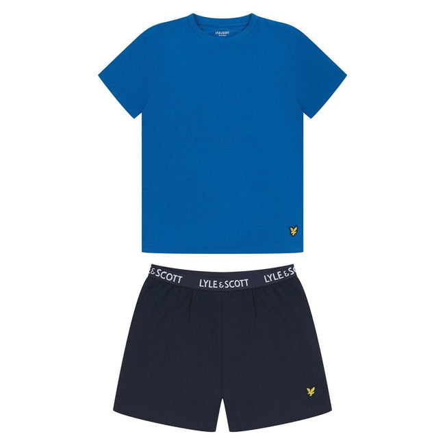 Royal Blue-Navy - Front - Lyle & Scott Boys Short Pyjama Set