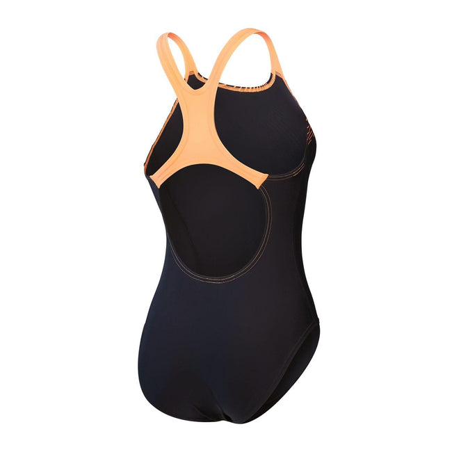 Black - Back - Speedo Womens-Ladies Medley Medalist Logo One Piece Swimsuit