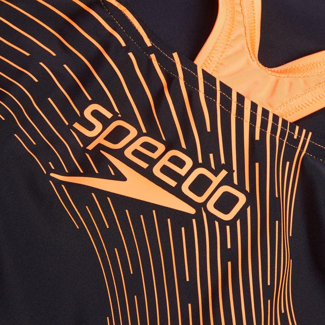 Black - Lifestyle - Speedo Womens-Ladies Medley Medalist Logo One Piece Swimsuit