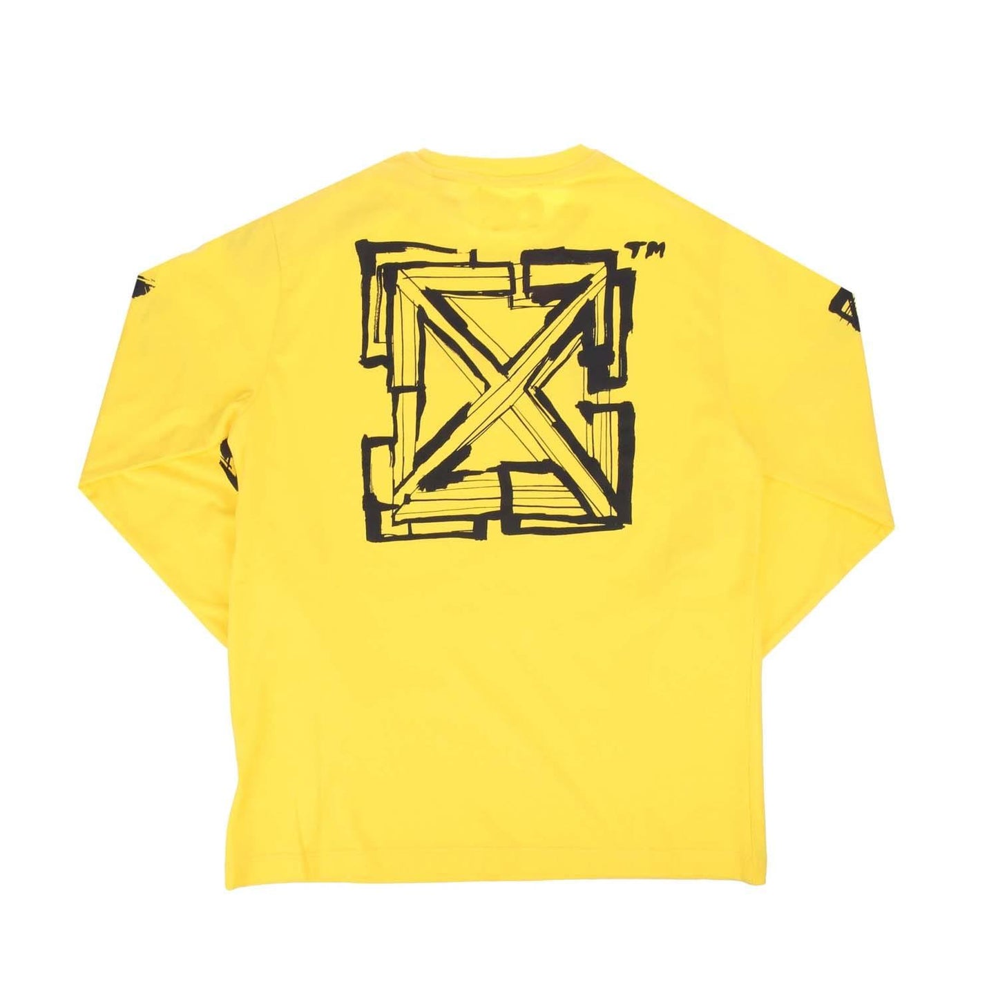 Yellow-Black - Back - Off White Childrens-Kids Script Long-Sleeved T-Shirt