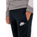 Black - Side - Nike Childrens-Kids Club Fleece Ribbed Cuff Jogging Bottoms