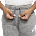 Grey - Pack Shot - Nike Childrens-Kids Club Fleece Ribbed Cuff Jogging Bottoms