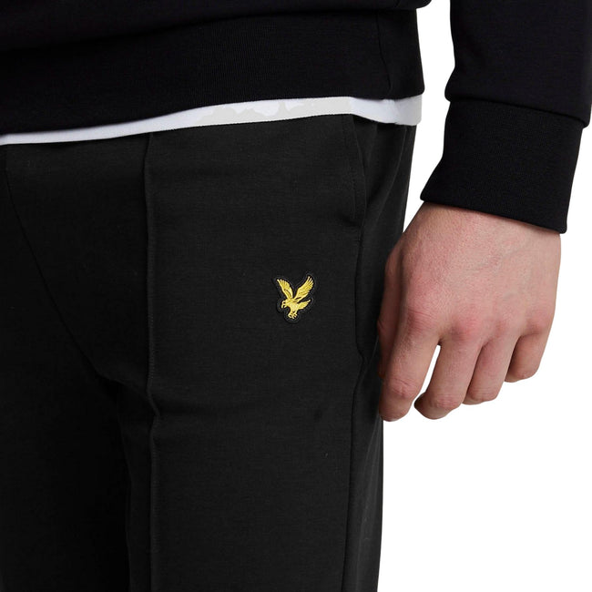 Black - Side - Lyle & Scott Mens Interlock Pintuck Sweatpants
