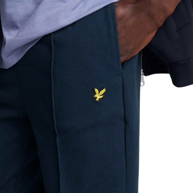 Navy - Side - Lyle & Scott Mens Interlock Pintuck Sweatpants