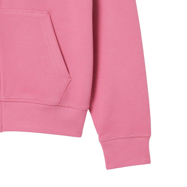 Pink - Side - Lacoste Womens-Ladies Pique Full Zip Hoodie