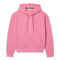 Pink - Front - Lacoste Womens-Ladies Pique Full Zip Hoodie