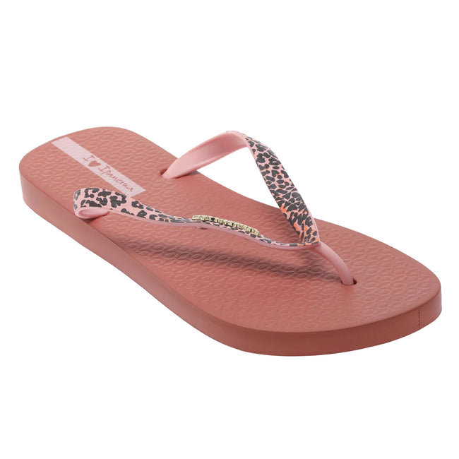 Blush - Front - Ipanema Womens-Ladies Duna Animal Print Flip Flops