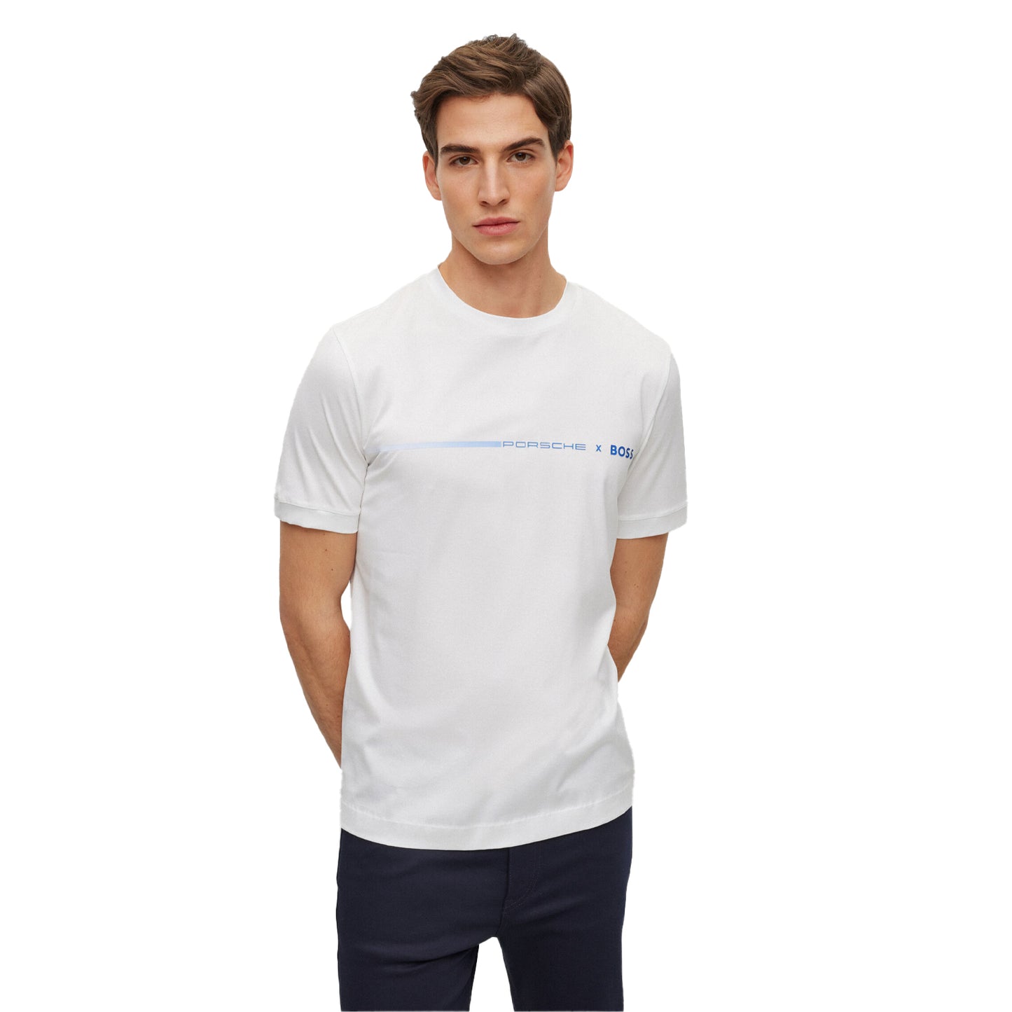 White - Side - Boss Mens Porsche Tiburt T-Shirt