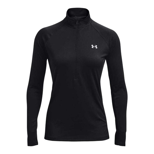 Black - Front - Under Armour Womens-Ladies Tech Reflective Half Zip Top