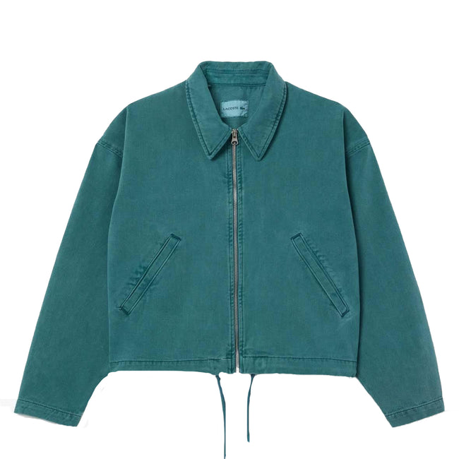 Green - Front - Lacoste Womens-Ladies Natural Dyed Denim Relaxed Fit Jacket