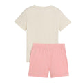 White-Pink - Back - Puma Girls Essential Logo T-Shirt & Shorts Set