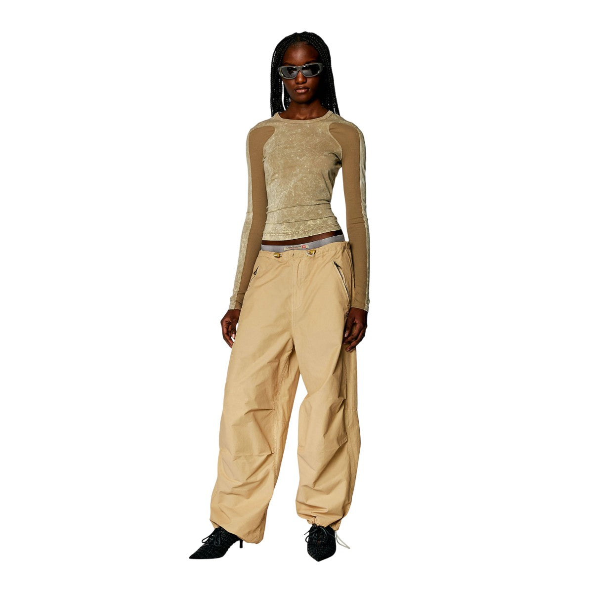 Natural - Pack Shot - Diesel Womens-Ladies P-Diamanda Cargo Trousers