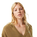 Brown - Side - Lacoste Womens-Ladies Carded Moss Stitch Relaxed Fit Jumper