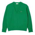 Green - Front - Lacoste Womens-Ladies Carded Moss Stitch Relaxed Fit Jumper