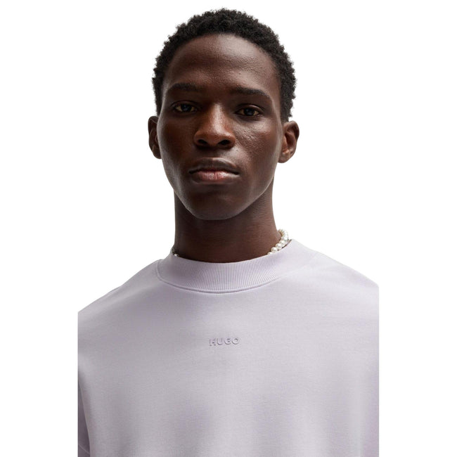 Purple - Side - Hugo Mens Dapocrew Crew Neck Sweatshirt