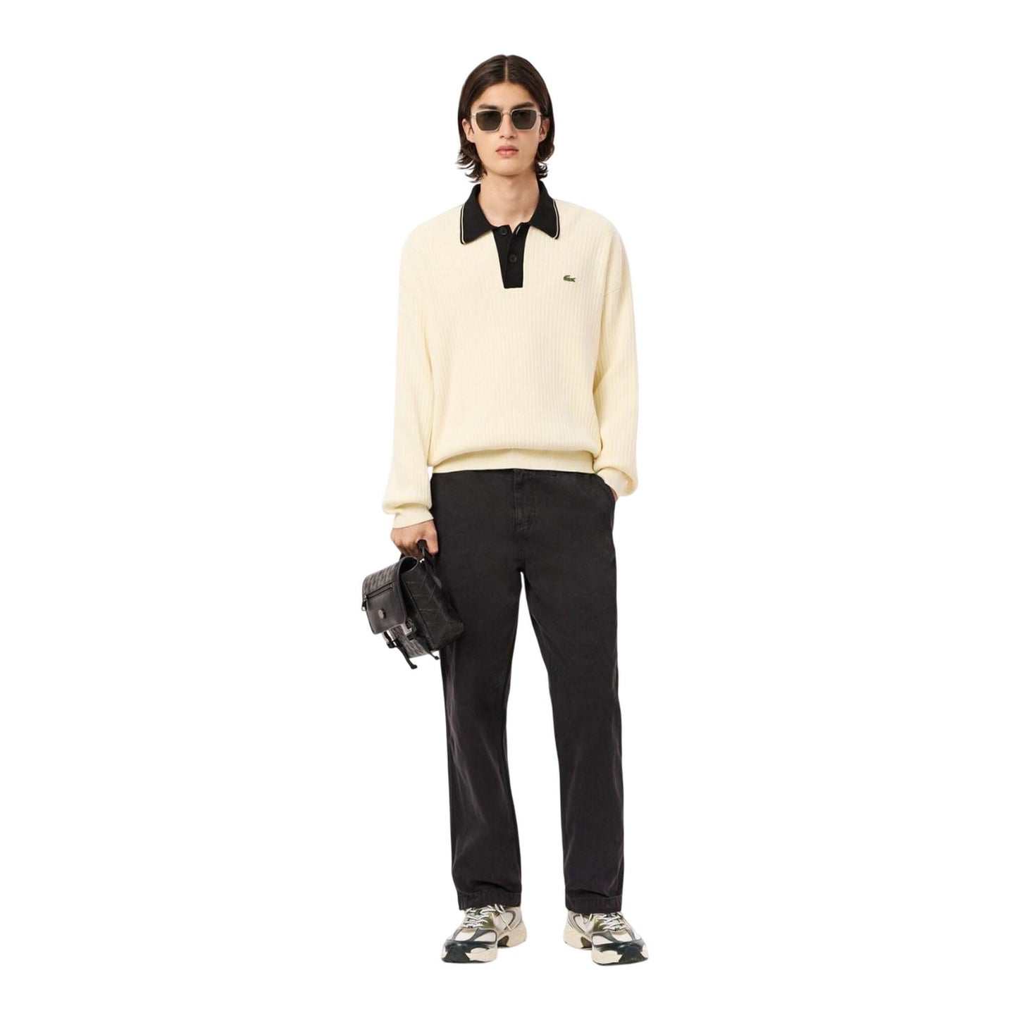 Black - Pack Shot - Lacoste Mens Cotton Canvas Carpenter Straight Trousers