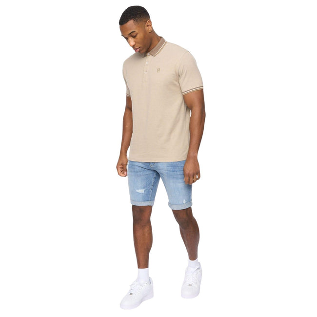 Light Blue - Close up - Crosshatch Mens Riptrey Abraised Denim Scratch Shorts