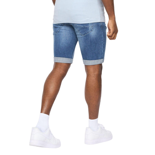 Blue - Back - Crosshatch Mens Riptrey Abraised Denim Scratch Shorts