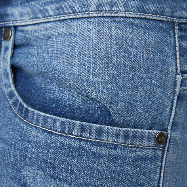 Blue - Side - Crosshatch Mens Riptrey Abraised Denim Scratch Shorts