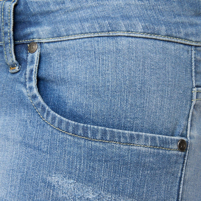Light Blue - Side - Crosshatch Mens Riptrey Abraised Denim Scratch Shorts