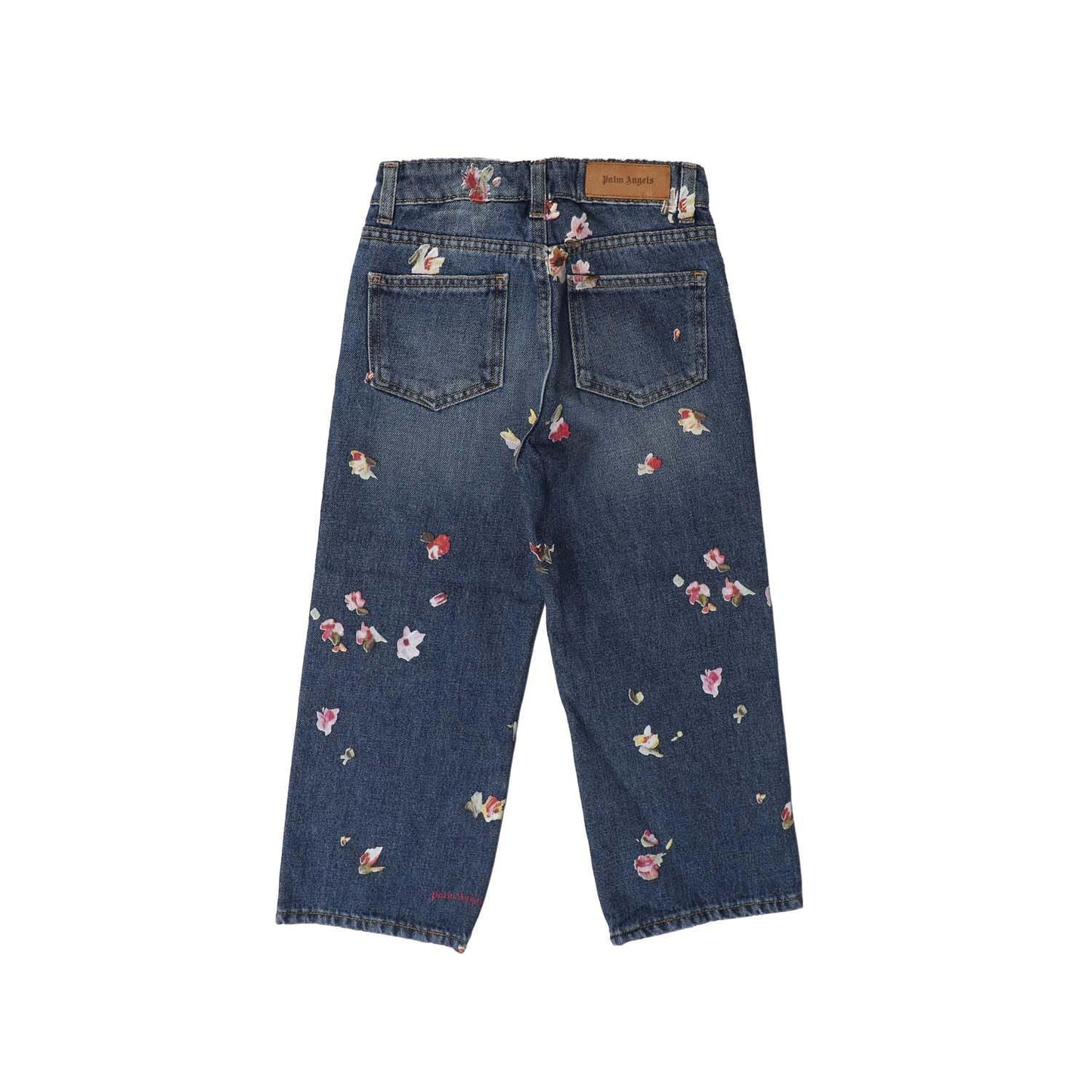 Blue-Red - Back - Palm Angels Childrens-Kids Floral Jeans