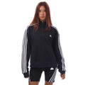 Navy-White - Front - Adidas Womens-Ladies Essentials 3 Stripes Quarter Zip Sweatshirt