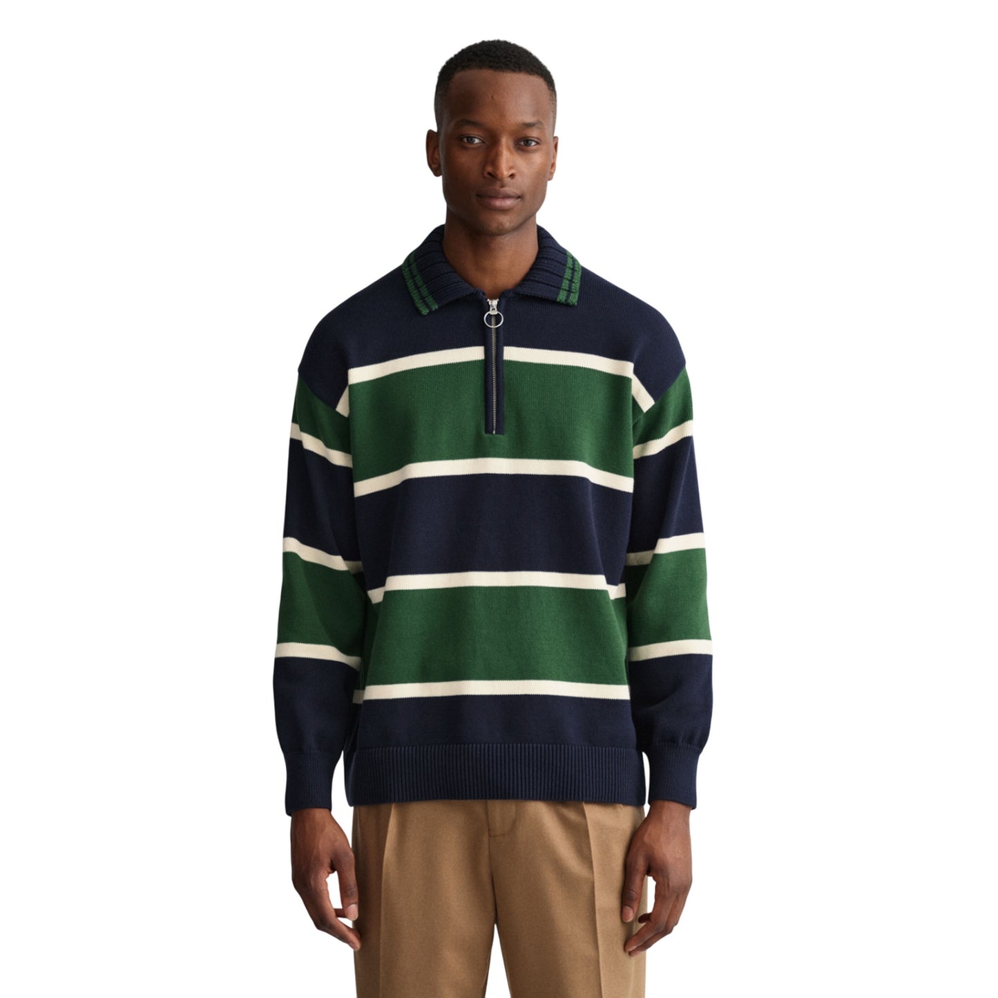 Blue - Side - Gant Unisex Adult Knitted Heavy Rugby Sweatshirt