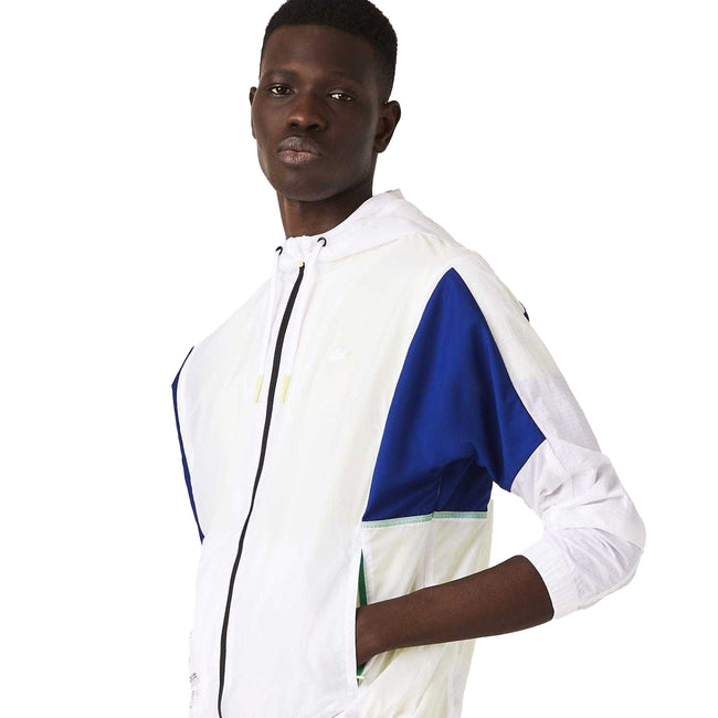 White - Back - Lacoste Mens Colour Block Wind Resistant Jacket