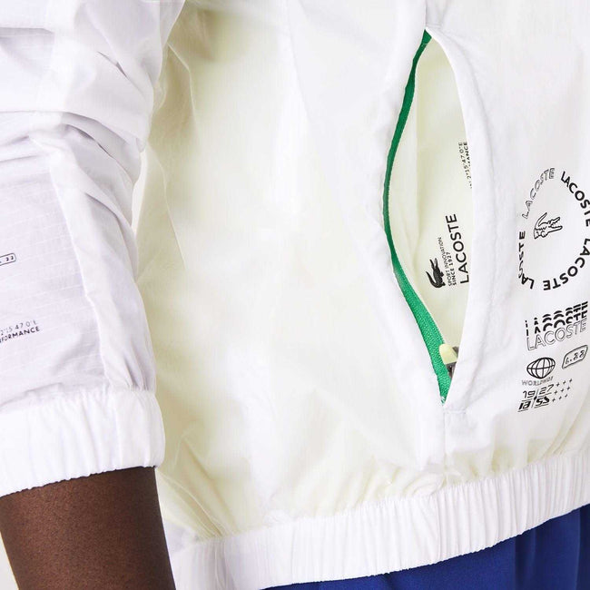 White - Pack Shot - Lacoste Mens Colour Block Wind Resistant Jacket