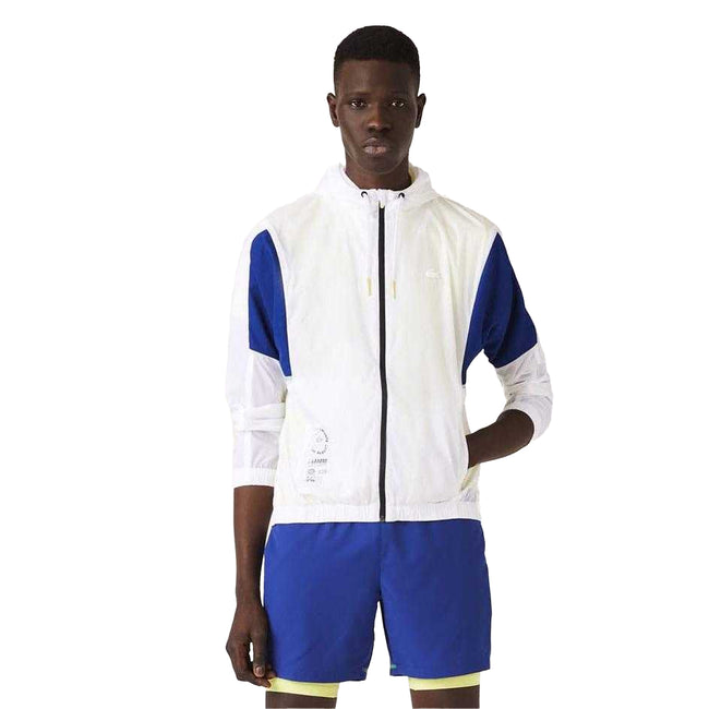 White - Close up - Lacoste Mens Colour Block Wind Resistant Jacket