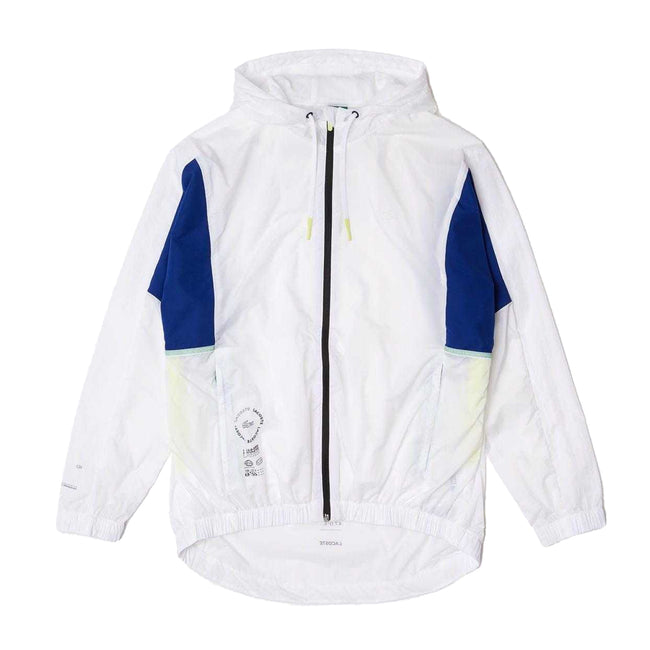 White - Front - Lacoste Mens Colour Block Wind Resistant Jacket
