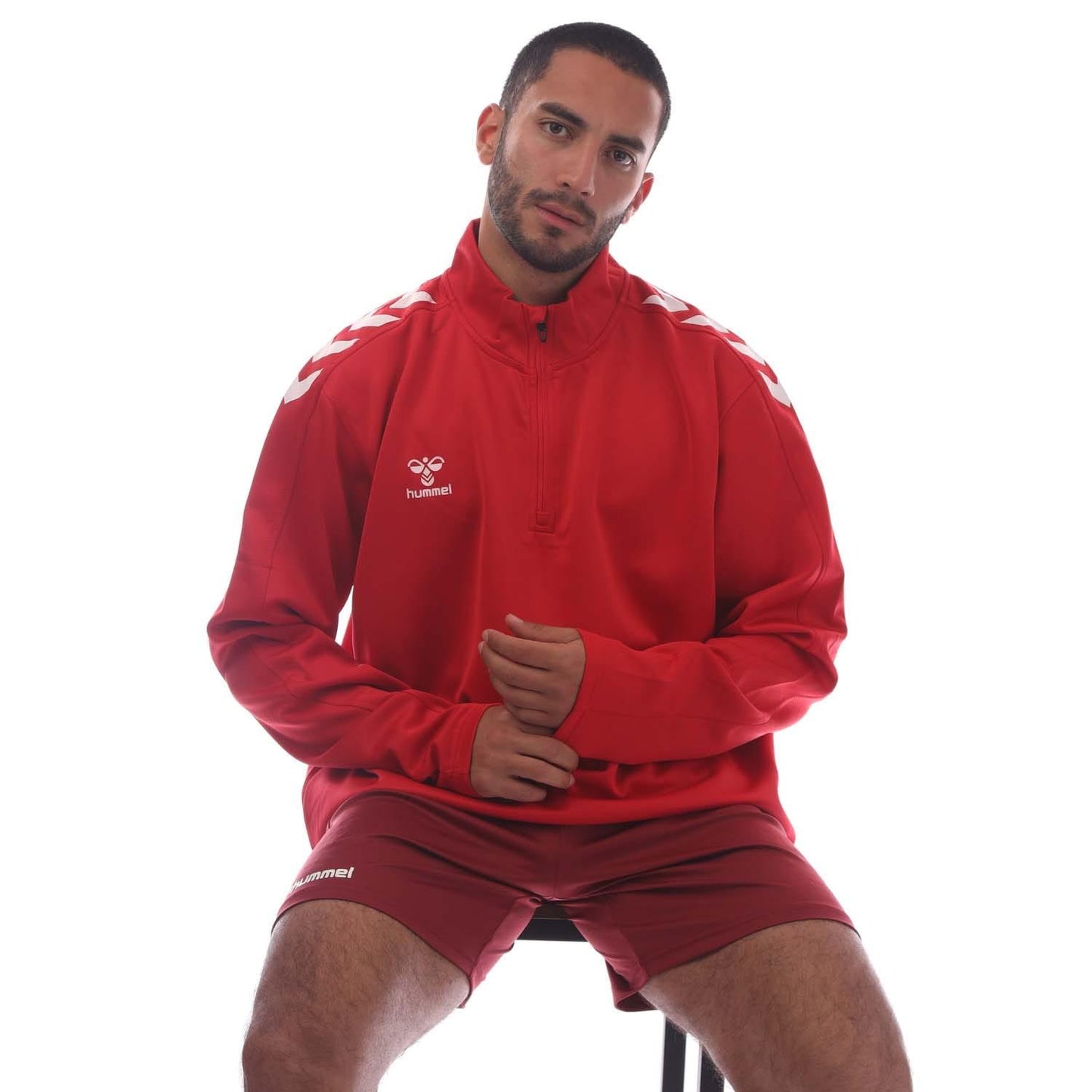 Red - Lifestyle - Hummel Mens Core XK Quarter Zip Training Top