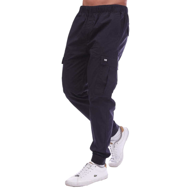 Navy - Side - Weekend Offender Mens Ontario Pocket Jogging Bottoms