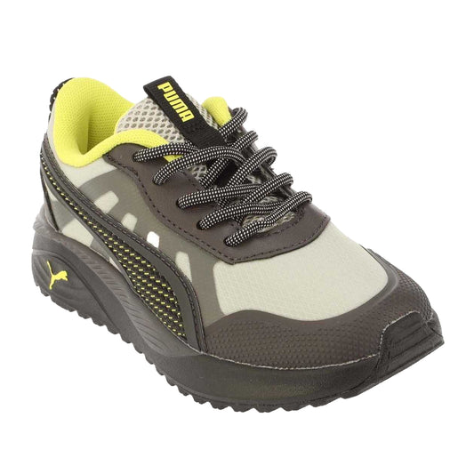 Green-Yellow - Front - Puma Childrens-Kids Excursion Trainers