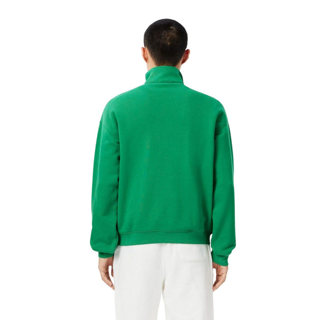 Green - Back - Lacoste Unisex Adult Accent Badge Zip Neck Loose Fit Sweatshirt