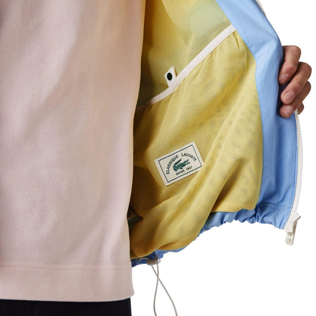 Black-Light Blue-Yellow - Lifestyle - Lacoste Mens Colour Block Water Resistant Hooded Jacket