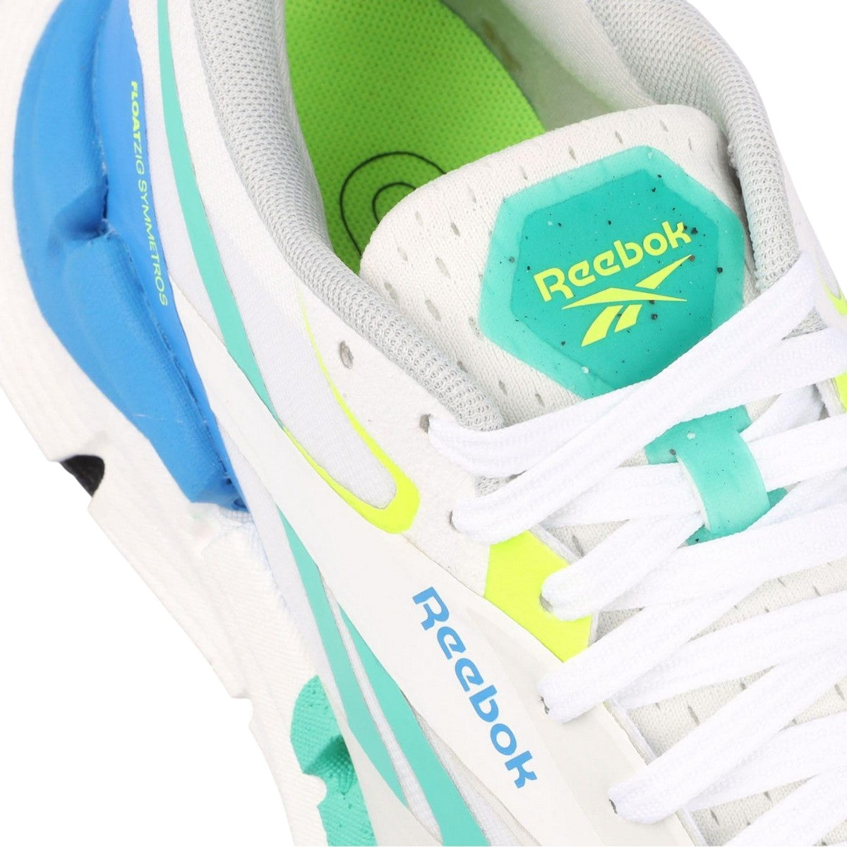 White-Green - Close up - Reebok Mens FloatZig Symmetros Trainers