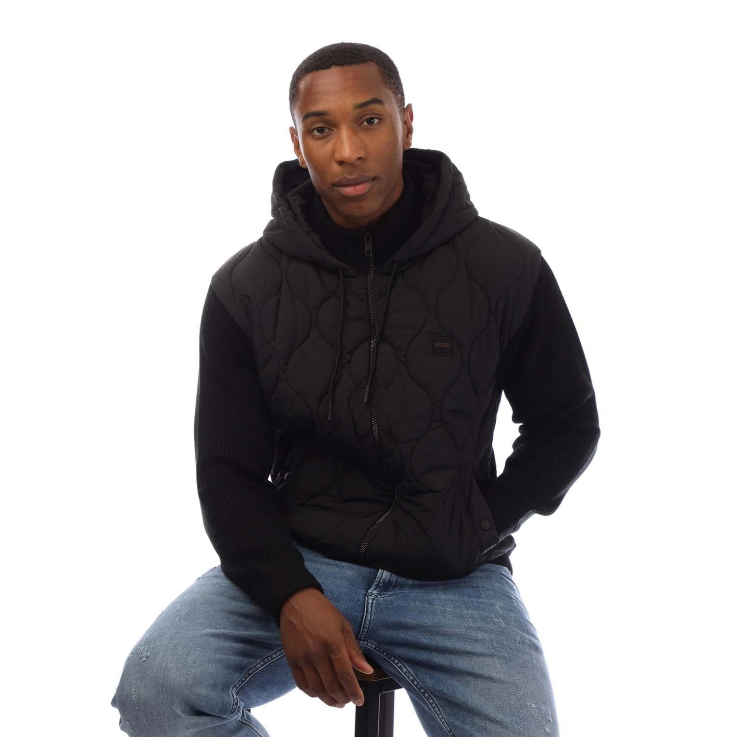 Black - Lifestyle - Boss Mens Kemini Full Zip Hoodie