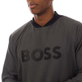 Grey - Side - Hugo Boss Mens Crew Neck Golf Sweatshirt
