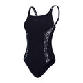 Black-Grey - Front - Speedo Womens-Ladies Splice One Piece Swimsuit