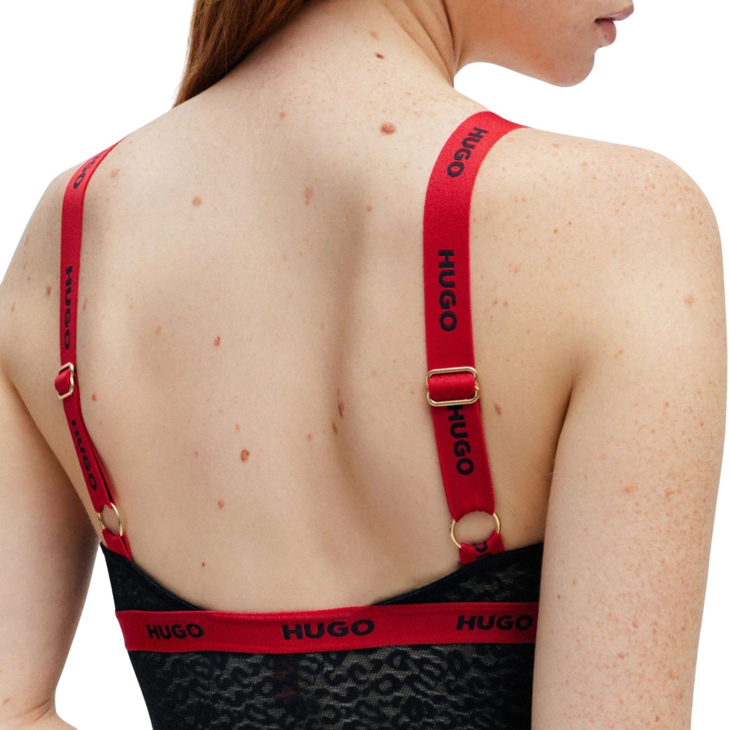 Black - Pack Shot - Hugo Womens-Ladies Sporty Lace Bodysuit