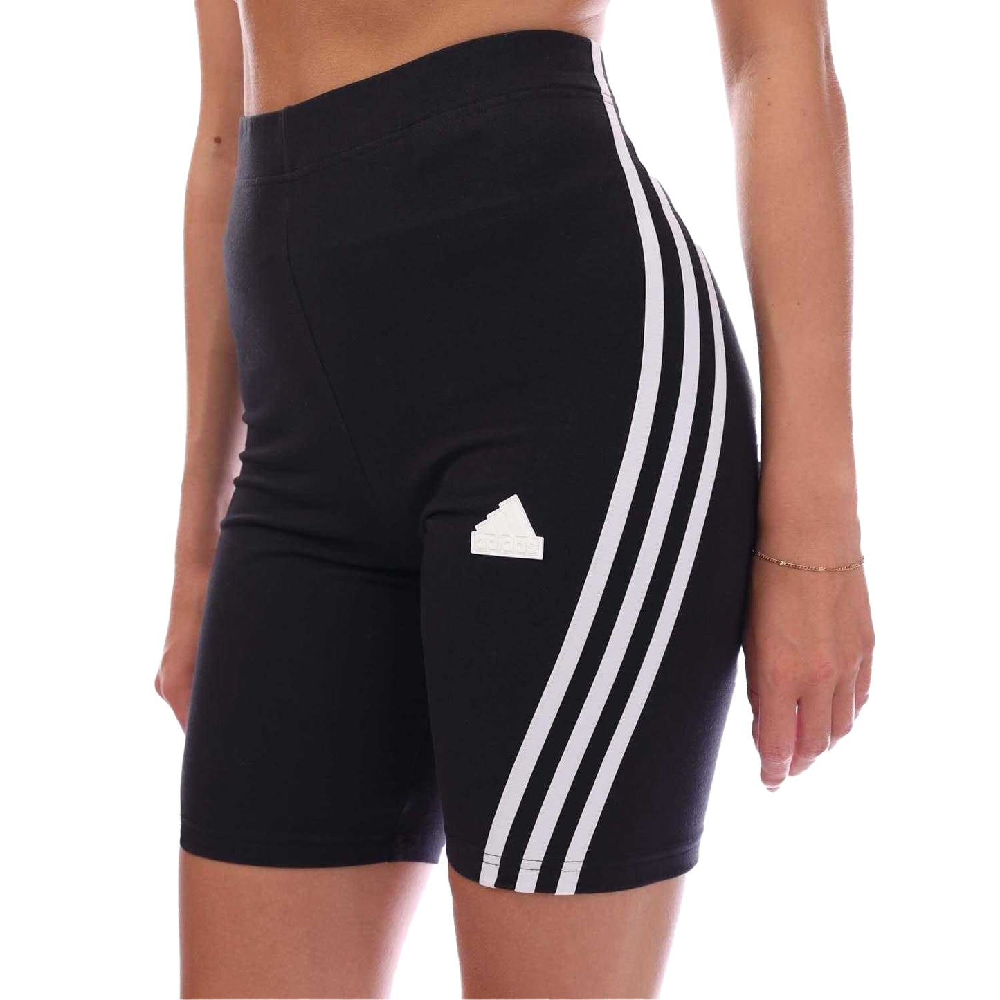 Black-White - Lifestyle - Adidas Womens-Ladies Future Icons 3 Stripes Biker Shorts