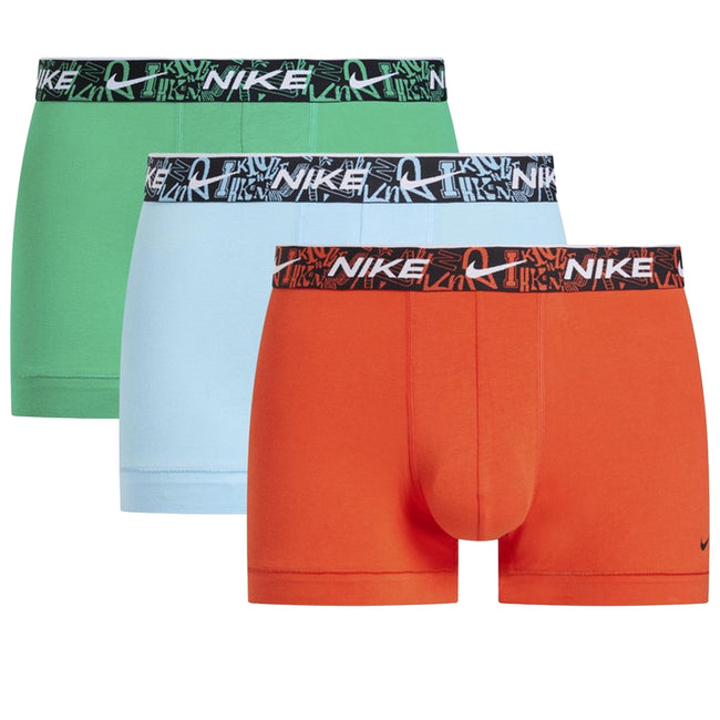 Orange-Blue-Green - Front - Nike Mens Boxer Shorts (Pack of 3)